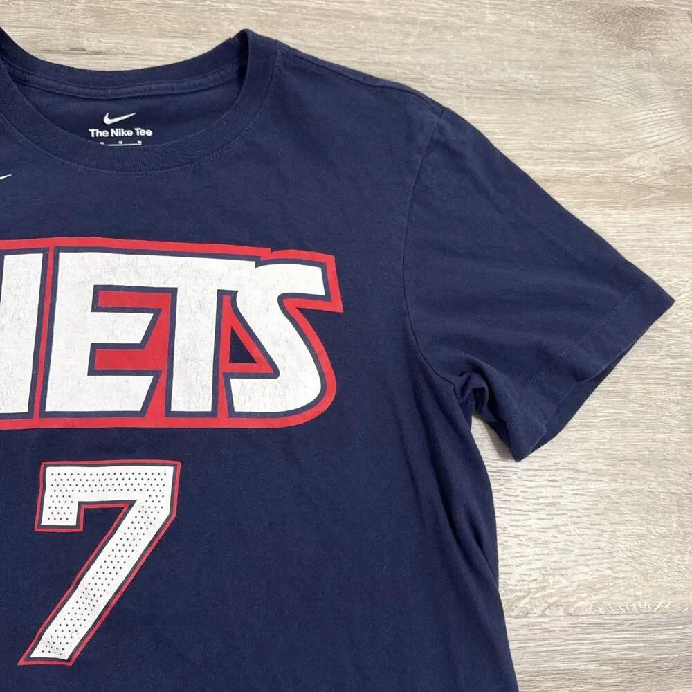 Kevin Durant Shirt Brooklyn Nets Nike Men's Blue Medium NBA #7 100% Cotton Tee
